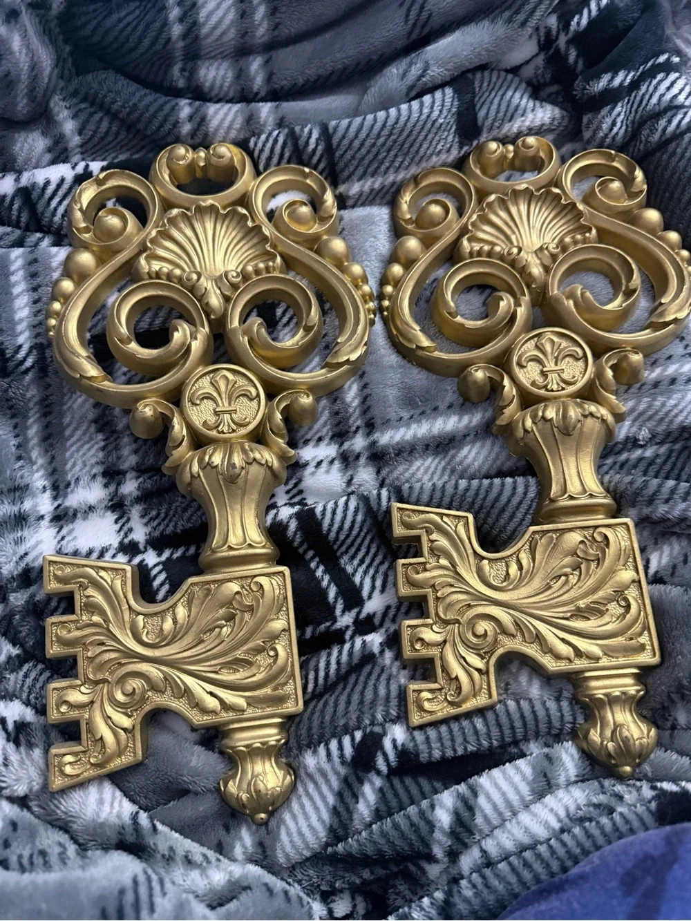 Ornate Gold Decorative Wall Hooks by Homco - Set of 2